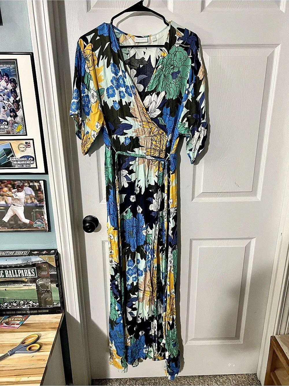 New York & Company Floral Maxi Dress in Blue & Black Like New